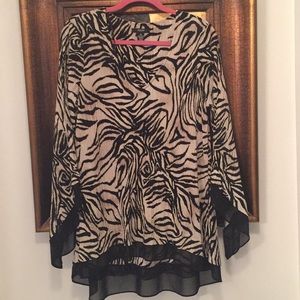 Alfani Animal Print Top Size 0X (XL - 1X)